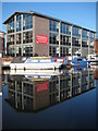 Office building reflected in Diglis Basin