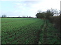 TL9253 : Field Boundary And Footpath by Keith Evans