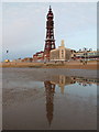SD3035 : Blackpool: Tower reflection on the beach by Chris Downer