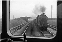 SK3129 : View near Stenson Junction from a Diesel car bound for Derby, passing a Down coal train by Ben Brooksbank