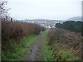 View down a path off Pen Dinas looking towards Aber