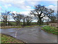 Junction of single track roads at Hayes Gate, near Mounton