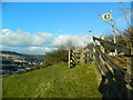 Footpath sign and gate, Llantrisant Rd, Pen-y-rhiw