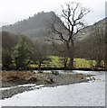 NY2517 : River Derwent and Castle Crag by Peter Church