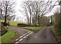 Lane junction near Higher Southey Farm