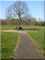 Circular bench in Shenley Brook End Park