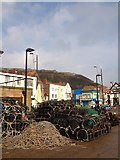 TA0488 : Lobster pots, Scarborough harbour by hayley green