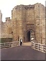 The entrance to Warkworth Castle, September 1990