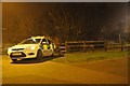 Tiverton : Police Car on Cowleymoor Footpath