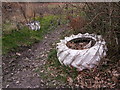 Old big tyres, painted white