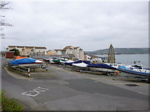 SZ0378 : Swanage, boat park by Mike Faherty