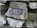 SE0269 : Plaque on the Mossdale memorial cairn by Tim Heaton