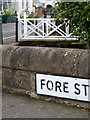 Benchmark on the old bridge in Budleigh