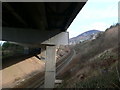 The Chester to Holyhead railway line beneath the A55