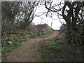 Path crosses field and parish boundary