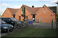 Car park entrance at rear of rebuilt village hall