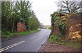 Remains of former railway bridge over A449 road, near Hartlebury