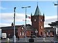 The Irish Tricolour flying over Railway Street, Newcastle