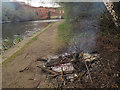 Canalside rubbish fire