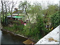 SO2547 : Riverside tea garden beside Whitney-on-Wye tollbridge by Jeremy Bolwell
