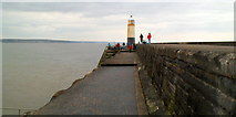 SS8276 : Lighthouse at the end of the breakwater, Porthcawl Harbour by Jaggery