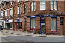 NT4936 : Empty shops in High Street, Galashiels by Walter Baxter