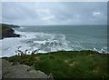 Entrance to Port Isaac harbour on a rough day