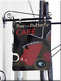 NY9363 : Sign for the Bee in the Butterfly Cafe, Battle Hill by Mike Quinn