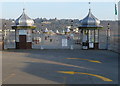 SH5873 : Kiosks at entrance gates to Bangor Pier by Jaggery