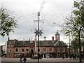 NY4055 : Carlisle Market Cross, Old Town Hall and Christmas Decorations by Graham Robson