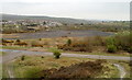 Flattened former coal tip viewed from an unflattened coal tip near Talywain