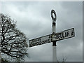 Road sign near Beulah, Powys