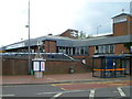 Peacock sculpture at  the entrance to Sandwell & Dudley railway station