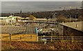 Footbridge, roads and buildings, Leeds