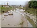 Afon Lliedi upstream from a footbridge, Llanelli