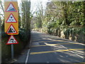 Four warning signs on the B5109, Beaumaris