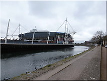 ST1776 : Cardiff: River Taff and Millennium Stadium by Chris Downer