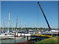 TM1939 : Mobile crane at Woolverstone Marina by Evelyn Simak
