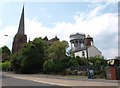 All Saints Church and adjacent water towers, Rockwell Green