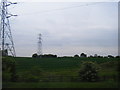 Farmland and pylons south of the M25 near Chase Farm