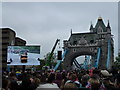 TQ3380 : Giant TV screen near Tower Bridge by Richard Humphrey