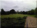 View of Gleneagles Tower, Redcroft Road from the footbridge in Brent River Park