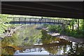 Footbridge and road bridge over the River Braan