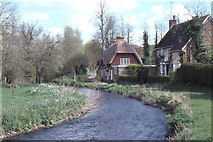 SU0926 : Stratford Tony: houses along the River Ebble by Christopher Hilton