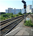 University buildings viewed from Cardiff Queen Street railway station