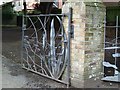 Sculptural metal gate at entrance to Scrira Offshore Energy