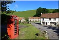 Telephone box and Lorna Doone Farm, Malmsmead, Exmoor