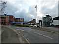 Looking towards a roundabout on the B6539