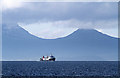 NR5671 : Jura and a ferry in the Sound of Jura by Walter Baxter