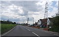 Pylon lines cross the B2001